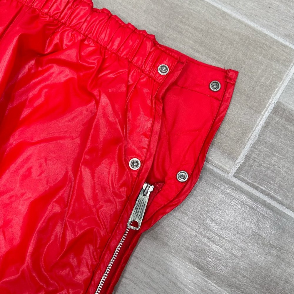 Vintage Sir Jac Nylon Puffer Side Zip Button Pants in Red Unisex Men’s Size M - Picture 7 of 16